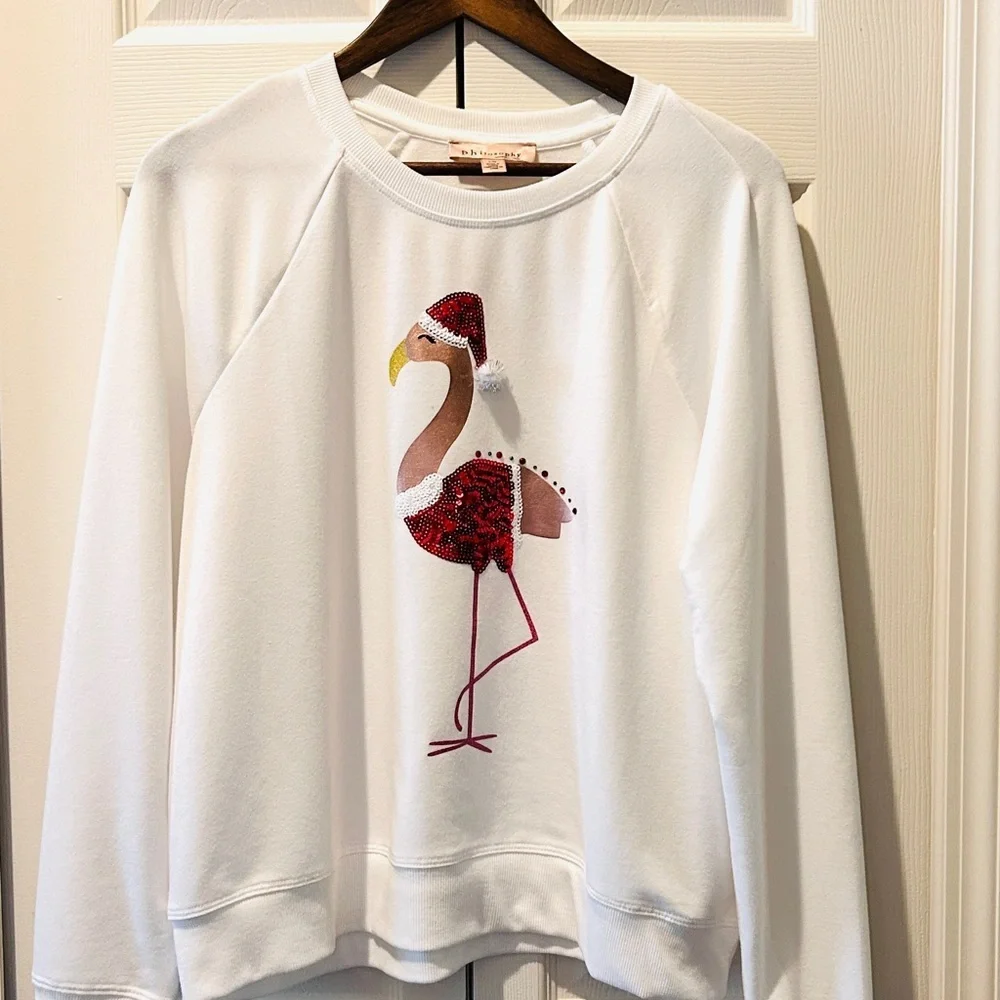 Philosophy Embellished Flamingo Sweatshirt | Size Large